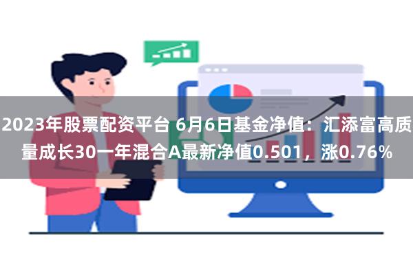 2023年股票配资平台 6月6日基金净值：汇添富高质量成长30一年混合A最新净值0.501，涨0.76%