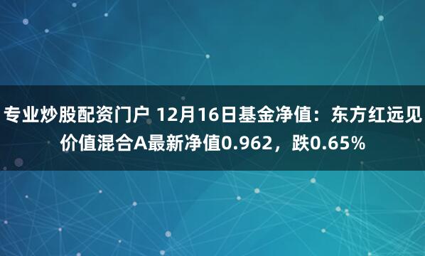 专业炒股配资门户 12月16日基金净值：东方红远见价值混合A最新净值0.962，跌0.65%