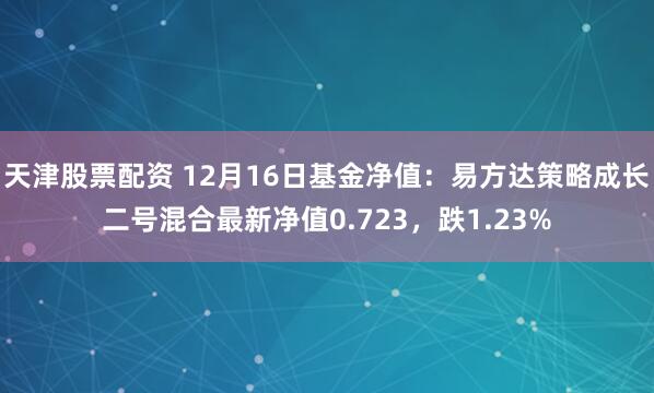 天津股票配资 12月16日基金净值：易方达策略成长二号混合最新净值0.723，跌1.23%