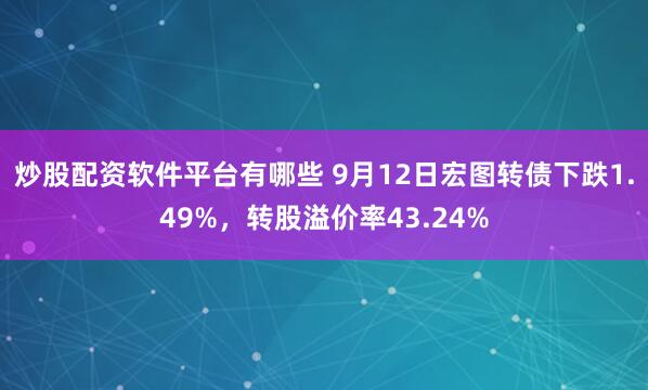 炒股配资软件平台有哪些 9月12日宏图转债下跌1.49%，转股溢价率43.24%