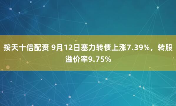 按天十倍配资 9月12日塞力转债上涨7.39%，转股溢价率9.75%